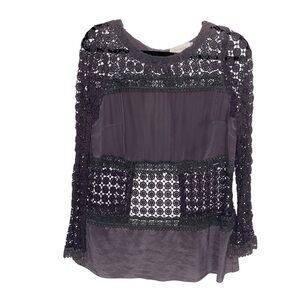 4 Love And Liberty Top Women Medium Johnny Was Gray Crochet Lace Boho Feminine